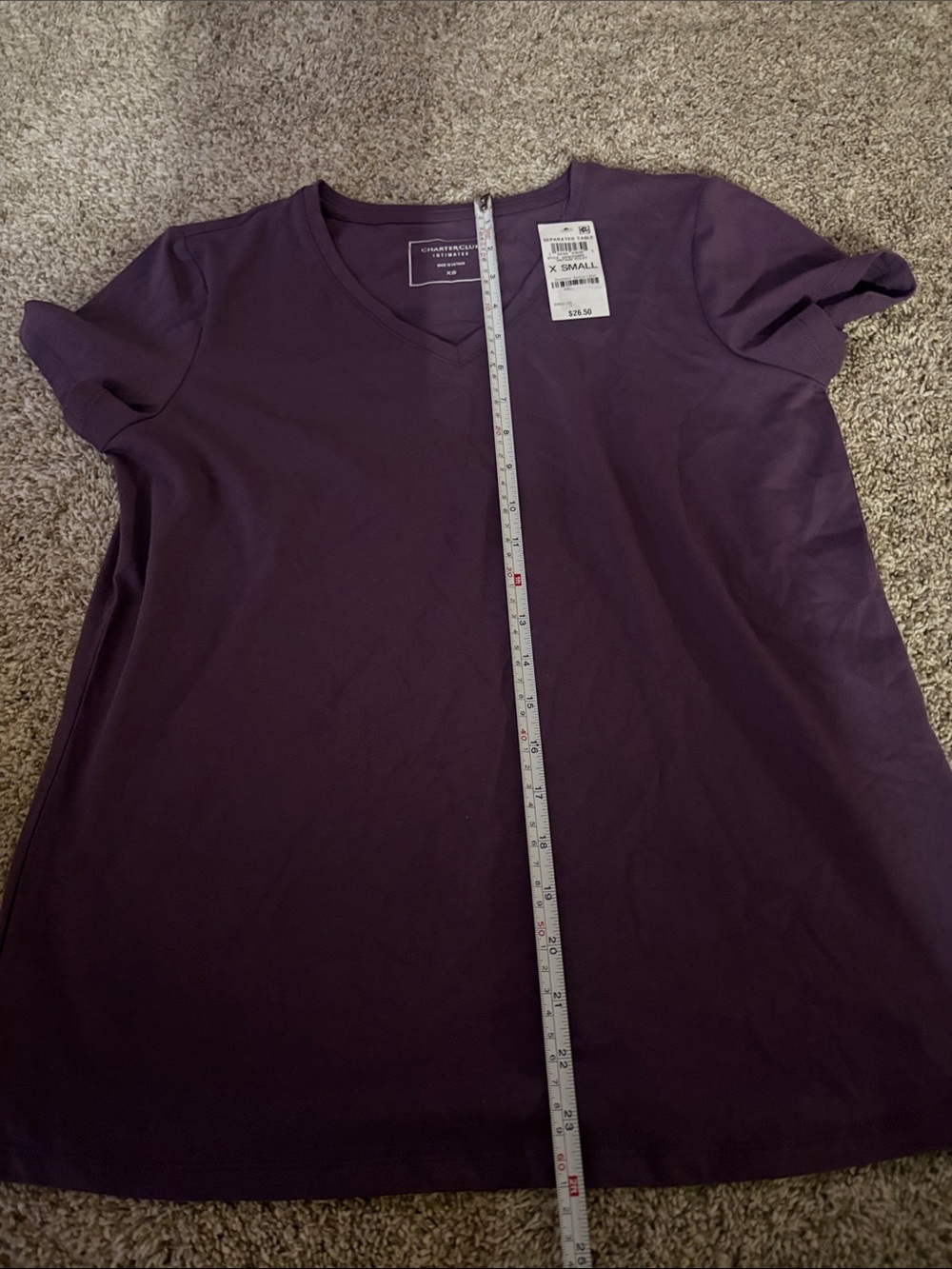 Charter Club Purple V‑Neck Short Sleeve Tee - Picture 4 of 4